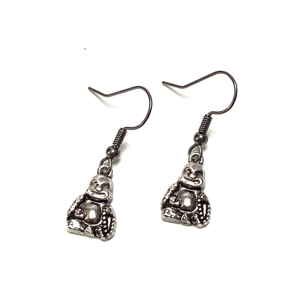 Tiny Buddha Drop Earrings - Picture 1 of 8